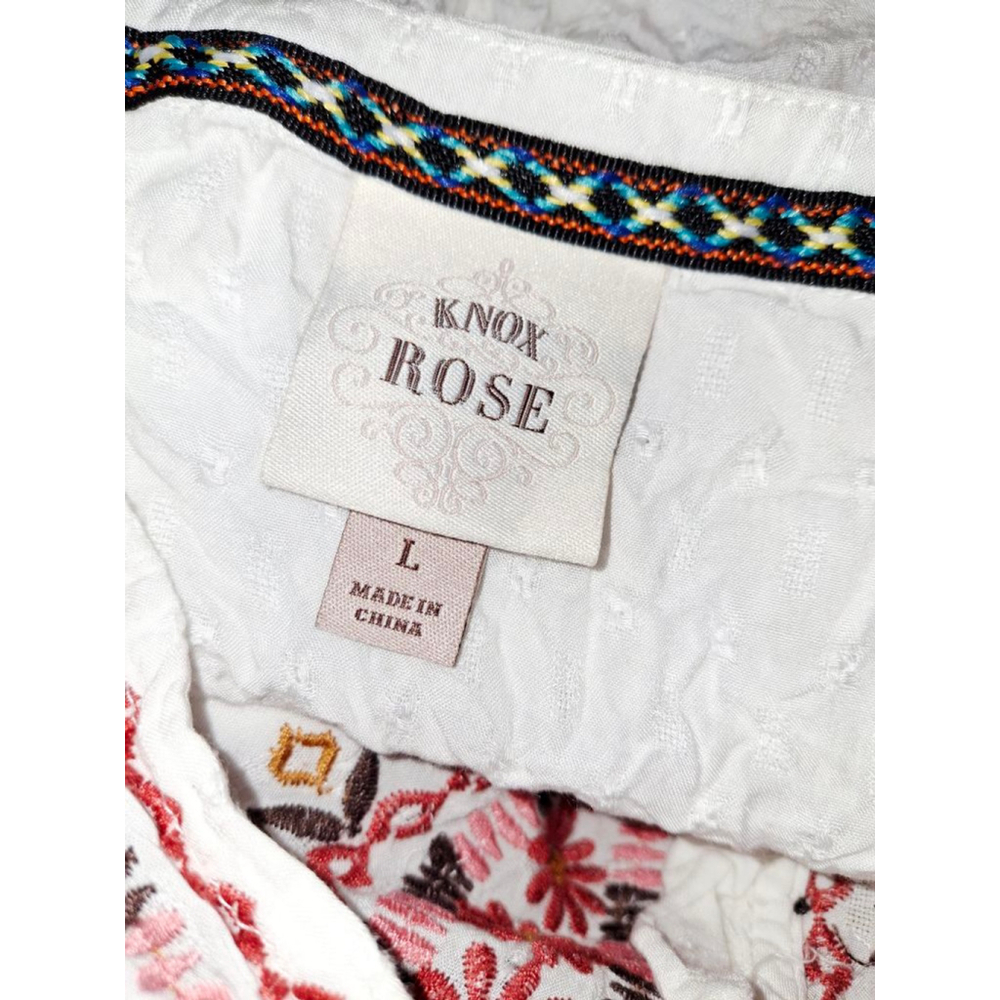 Knox Rose White Embroidered sz L floral lace southwestern Blouse - Picture 4 of 6
